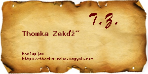 Thomka Zekő névjegykártya